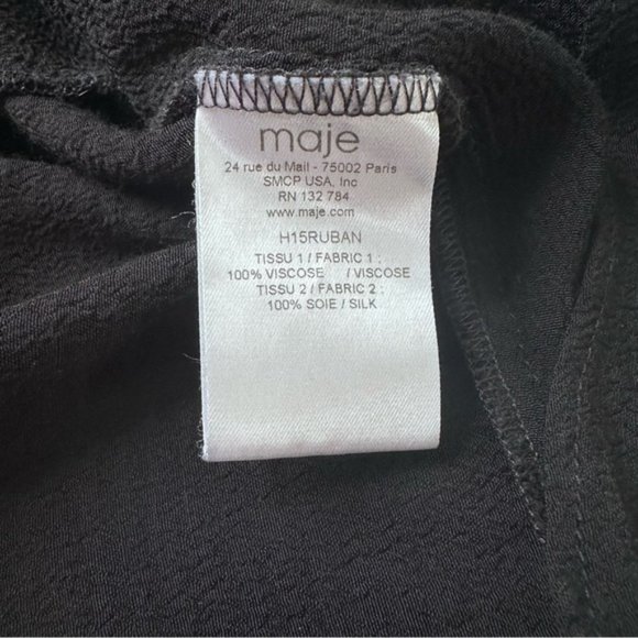 [SOLD] MAJE The Ruben Black & Blue Trim Silk Sleeveless Chiffon Dress Size M - Picture 8 of 14